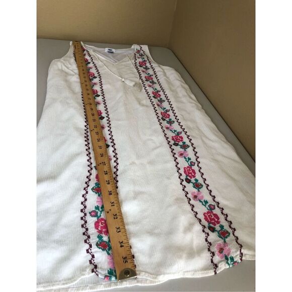 old navy dress cream embroidery V-neck tassel tie Beach SZ MTall - Picture 7 of 10